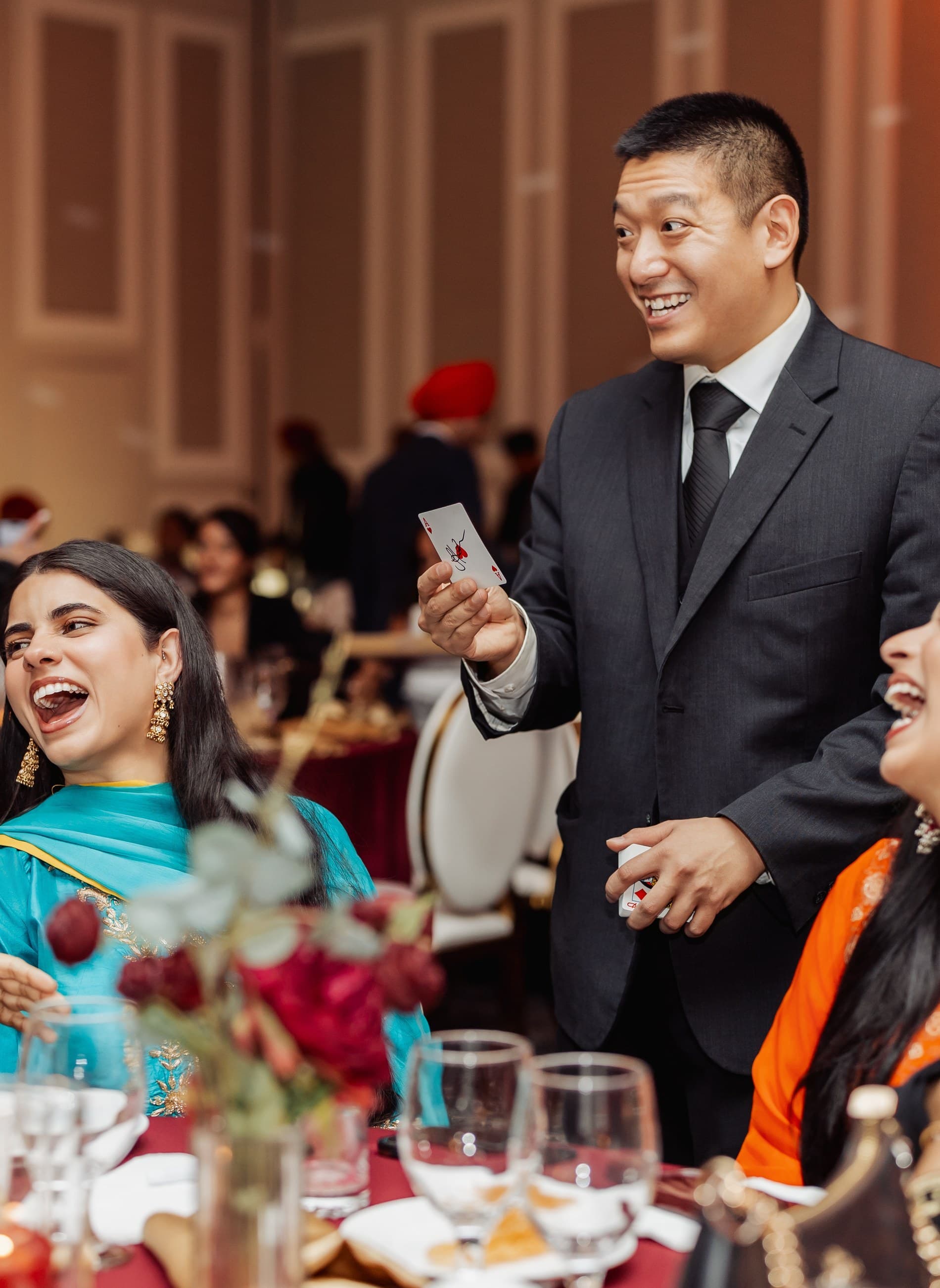 Event guests reacting to close-up magic