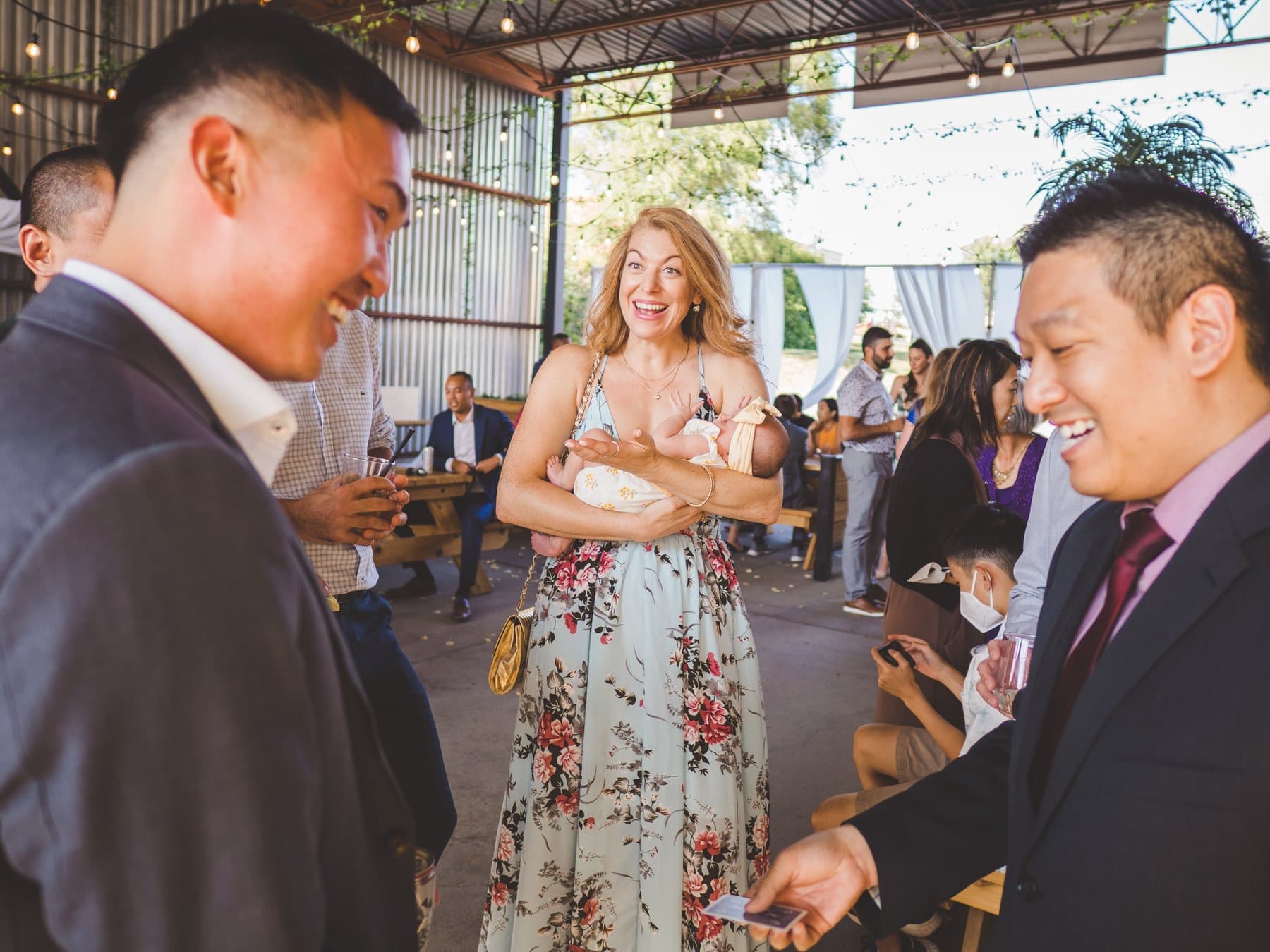 Event guests reacting to close-up magic